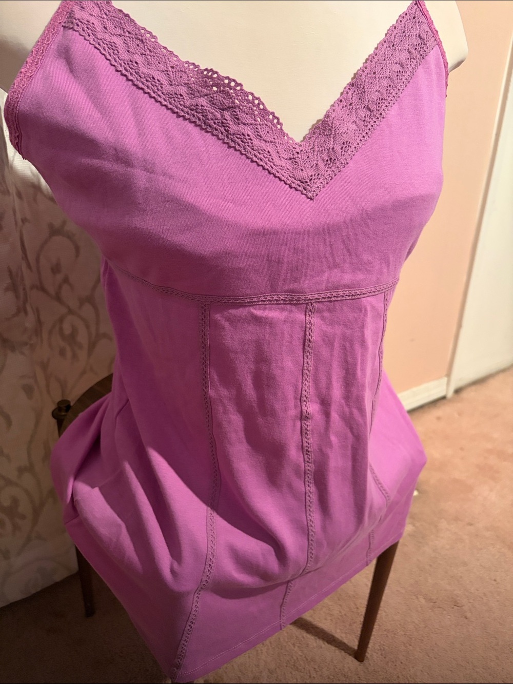 Lavender Pink Lace-Trim lined bra top